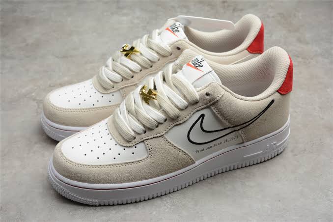 Shoes, Nike Air Force 1 Low First Use Light Sail Red