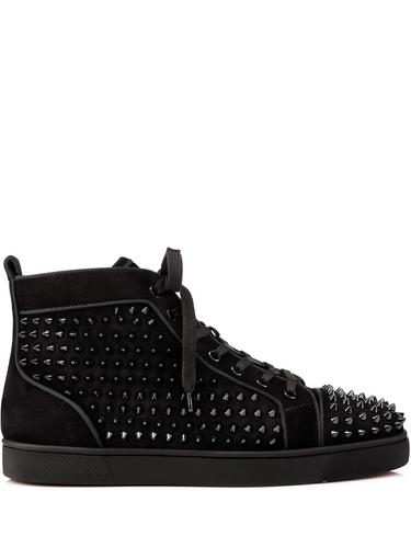 N372O Christian Louboutin Louis Orlato Black - Calf suade and spikes - Black ADD TO WISHLIST - LOUIS SPIKES - SNEAKERS - CALF LEATHER AND SPIKES - BLACK