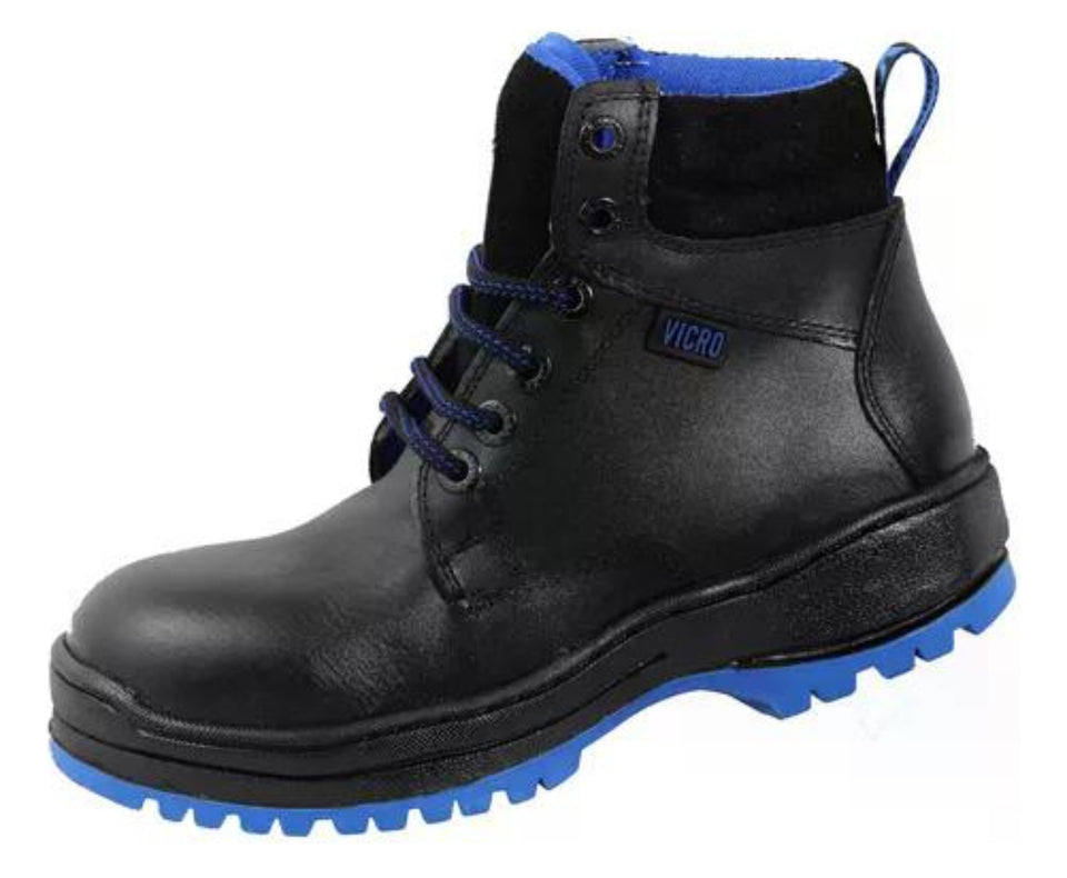 Bota industrial Vicro piel negro Cocidas casquillo de acero