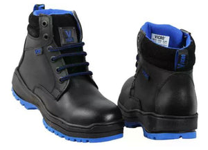 Bota industrial Vicro piel negro Cocidas casquillo de acero