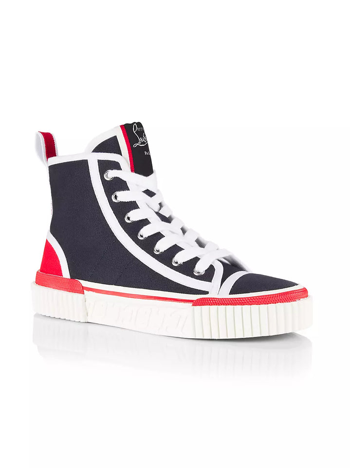 N372O Christian Louboutin Pedro Canvas High-Top Sneakers