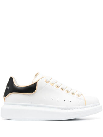 (G5) Alexander McQueen tenis bajos Oversize Talon Piel blanco talón negro beige