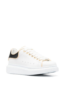 (G5) Alexander McQueen tenis bajos Oversize Talon Piel blanco talón negro beige