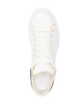 (G5) Alexander McQueen tenis bajos Oversize Talon Piel blanco talón negro beige