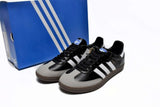 Samba Adidas Negro Blanco puntera gamuza beige