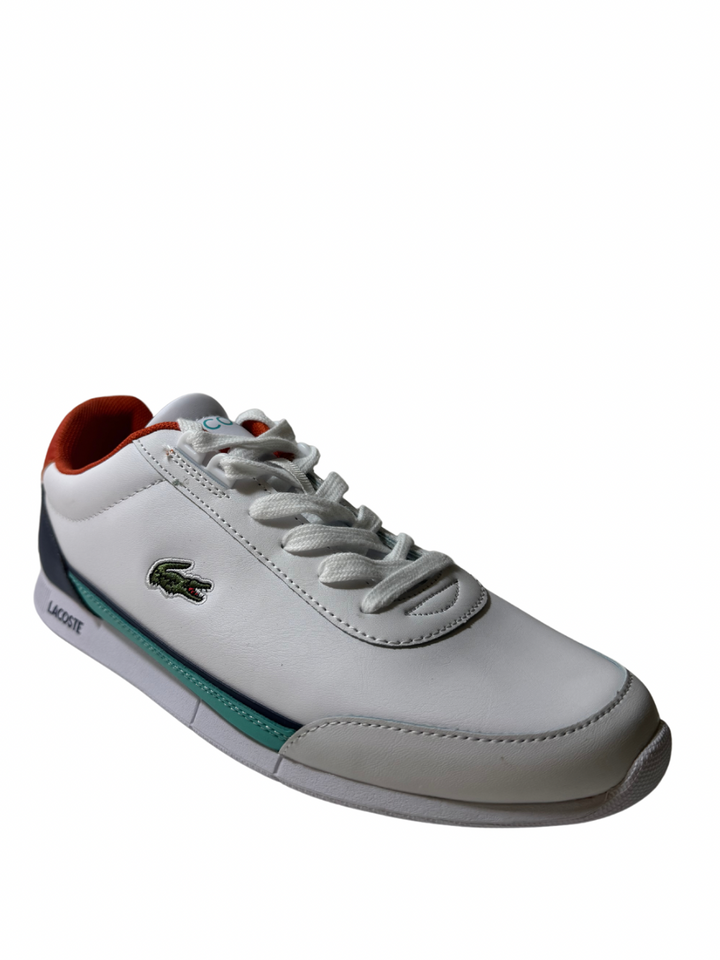 Tenis Lacoste blanco azul naranja