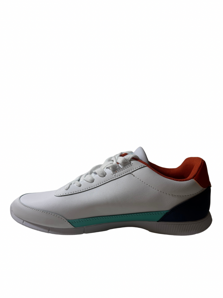 Tenis Lacoste blanco azul naranja