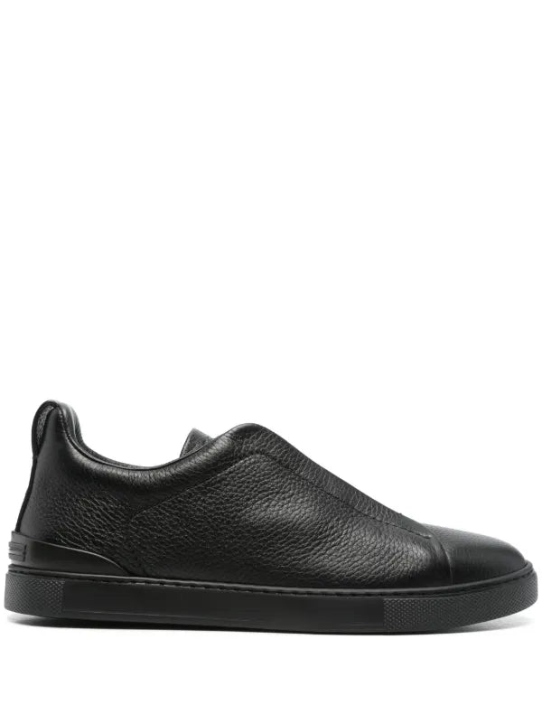 ZEGNA Tenis Triple Stitch Hombre Negro Piel