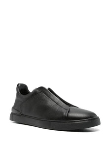 ZEGNA Tenis Triple Stitch Hombre Negro Piel