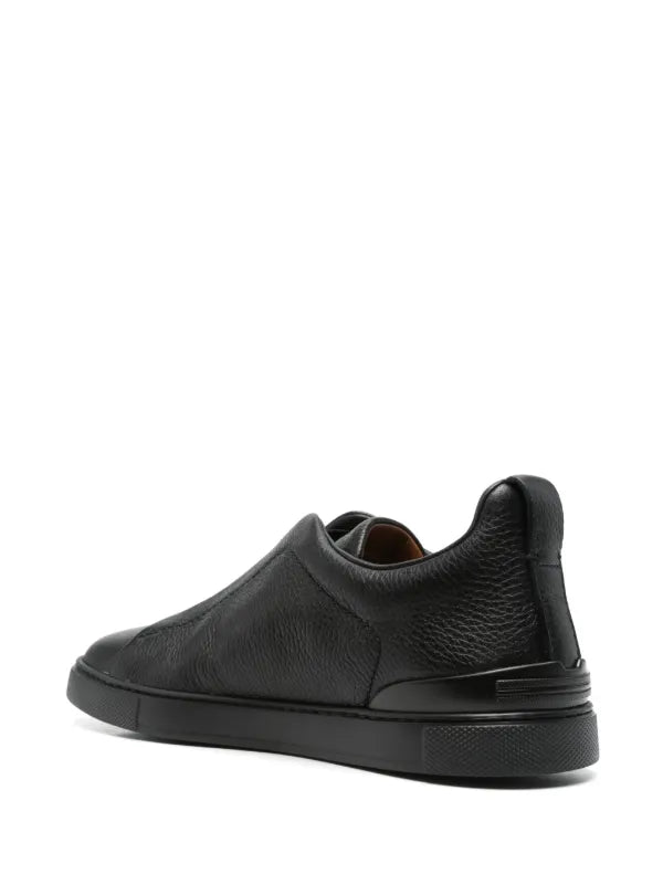 ZEGNA Tenis Triple Stitch Hombre Negro Piel