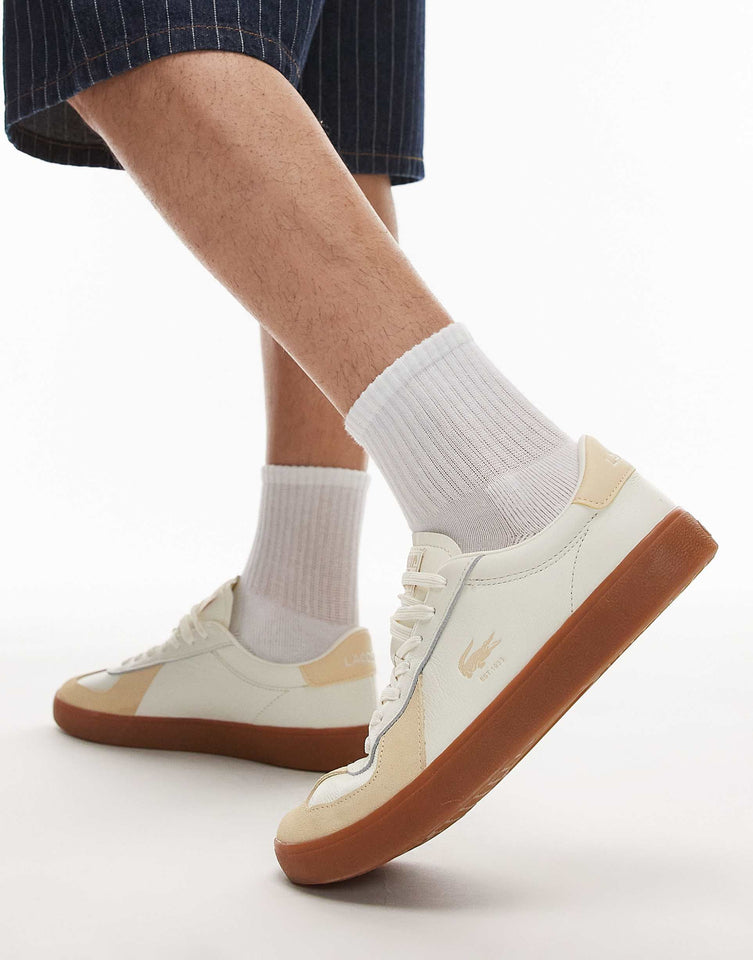 Tenis Lacoste piel canela Lacoste baseshot pro sneakers in tonal beige