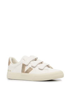 VEJA tenis bajos V-10 Velcro blanco dorado